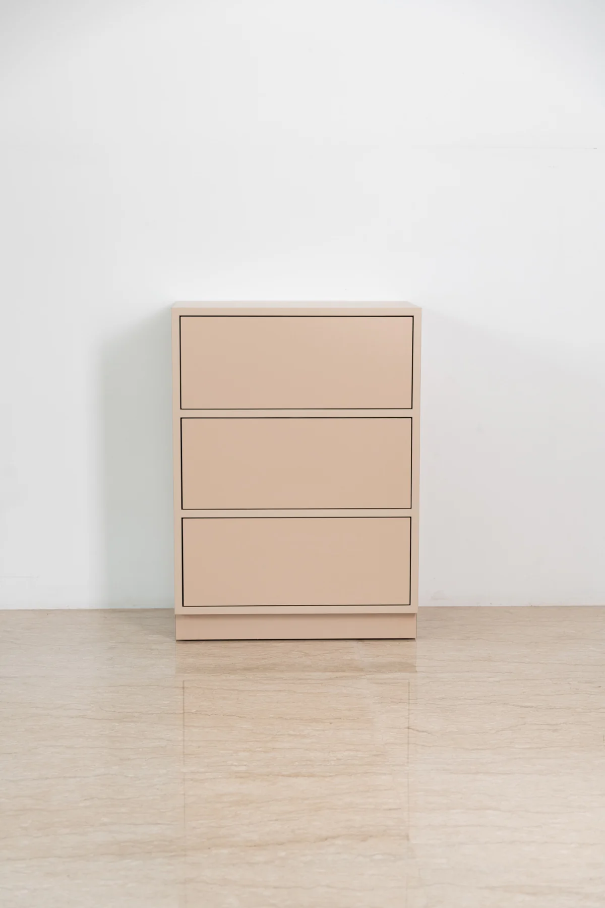 Lemari laci nakas — Cream matte · 3 laci soft-close